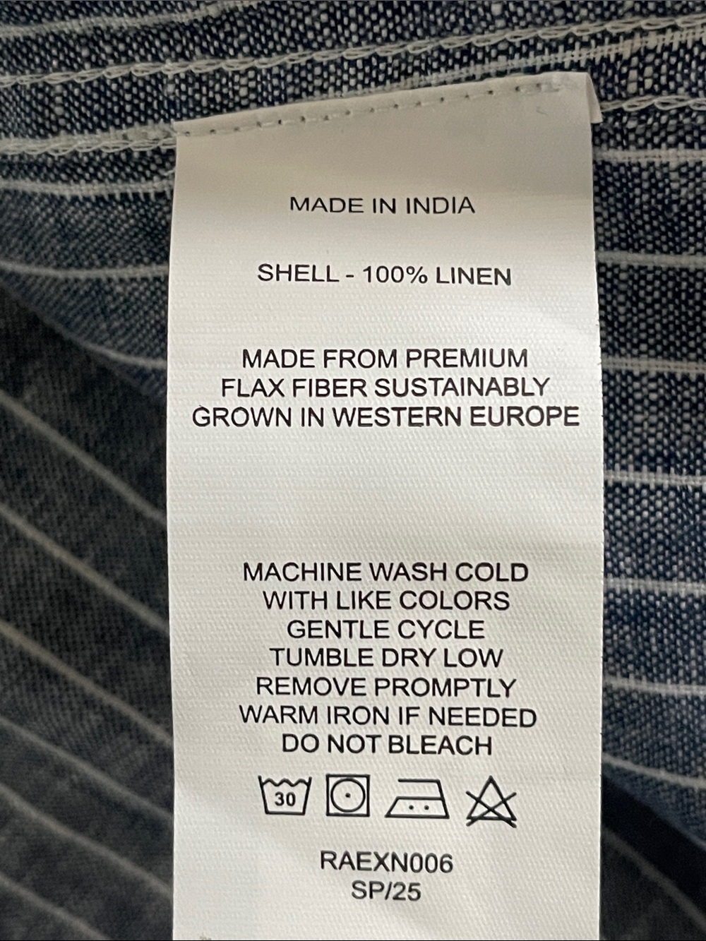 Quince Men's Navy and White Vertical Stripe 100% Linen Button-Down Shirt - Picture 3 of 5